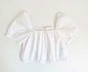 Chic White Puff Sleeve Square Neck Top