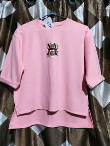 Pink Ribbed Cropped Top