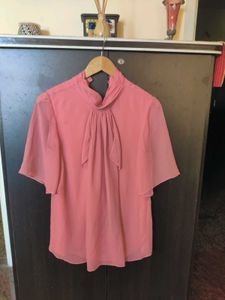 Peach Ruffle Blouse Top