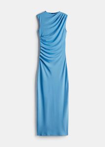 🐬🧵Elegant Ruched Blue Midi Dress