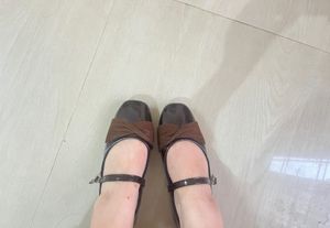Chic Brown & Black Mary Jane Flats