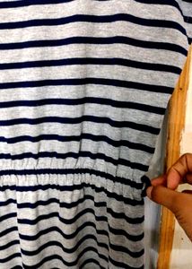 Grey Blue Striped Dress By Brink. A Su