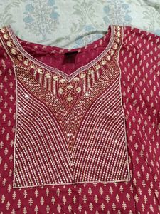 Maroon Embroidered Kurti