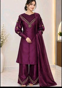 Elegant Purple Kurta Set with Palazzo