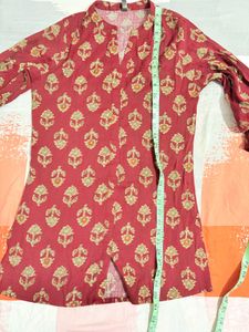Maroon Printed Kurta