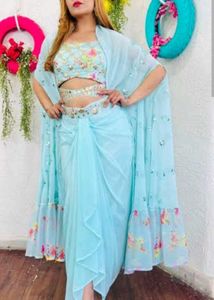 Stunning Blue Sequined Lehenga Choli Set