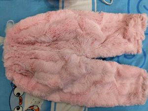 Cute Pink Faux Fur Coat, frock and pant