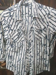 Striped Floral Pure Cotton Shirt for women