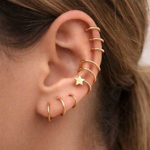 korean style metal cuff earrings gold piercing set