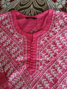 Lucknowi Chikankari Pink Kurta