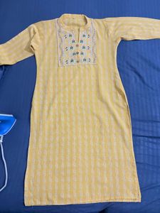 Yellow Printed Kurta