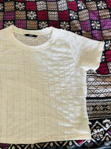 Textured Cream Cropped Top