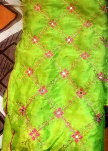 Vibrant Green Embroidered Saree