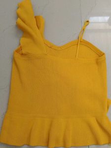 Yellow Ruffled One-Shoulder Top