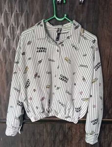 Striped Candy Print Button-Up Shirt🍭🍬