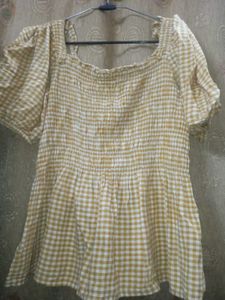 Yellow Gingham Smocked Top