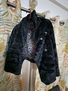Black Faux Fur Cropped Jacket
