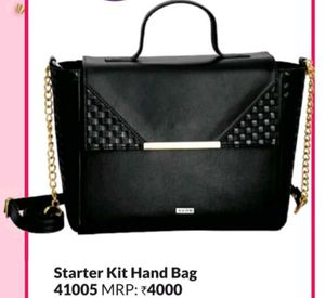 Avon Leather Handbag - Black With Golden Sling