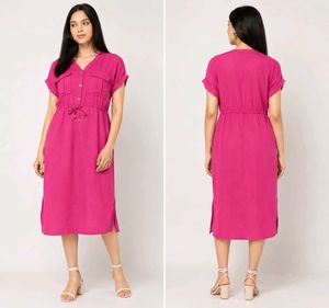 💗 Fuchsia Pink Shirt Dress – Rio