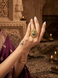 Elegant Emerald &amp; Gold Statement Ring