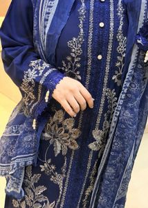 Elegant Navy Blue Embroidered Pakistani Kurta Set