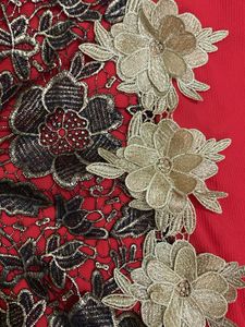 Stunning Red &amp; Black Embroidered Gown