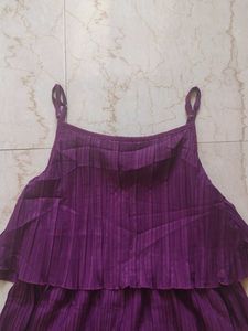 Purple Pleated Layered Dress