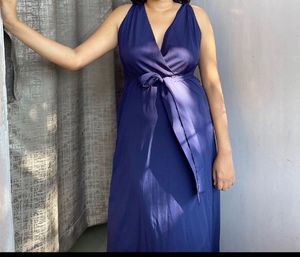 Royal Blue Halter Neck Backless Dress