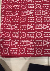 Vibrant Red Batik Print suit(unstitched new)