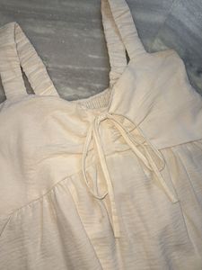 Cream Tie-Front Babydoll Top