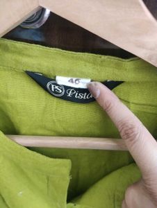 3/4th Sleeve Shirt Style Kurta For Women, Green