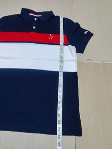 hazzys Men's Navy Blue Striped Polo T-Shirt