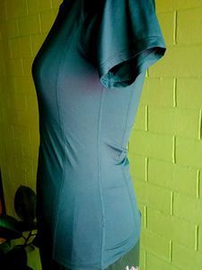Blue Fitted Tee For Work Out