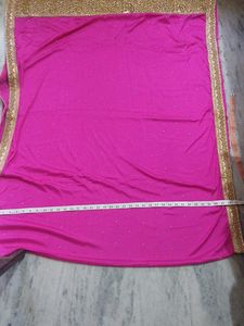 Stunning Pink Duppatta 4 Lahenga with Golden Bor