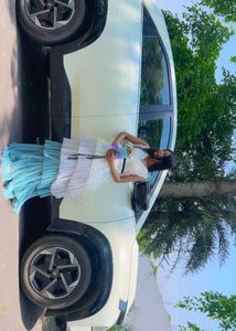 Tiered Ruffle Gown with Floral Accent