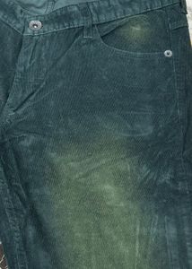 Dark Green Corduroy Jeans for Men