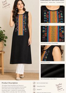Black Embroidered Sleeveless Dress
