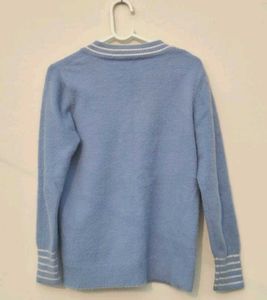 Blue V-Neck Pullover Sweater