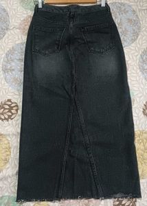 Raw Hem Jean Skirt