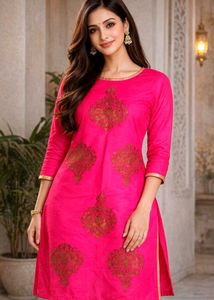 ⚜️Vibrant Pink Embroidered Kurta⚜️