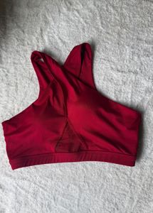 Stylish Red Mesh Halter Sports Bra