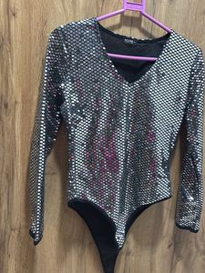 Sparkly Sequin Long Sleeve Bodysuit