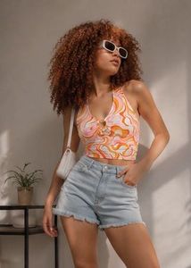 H&M Multi-Coloured Patterned Halterneck Top