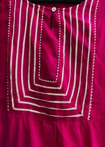 Elegant Pink Kurta with White Embroidery