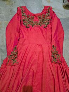 Elegant Pink Embroidered Gown