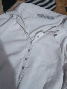 Cream Collared Long Sleeve Top