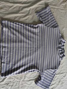 Striped High Neck Top
