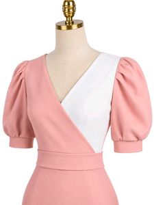 Chic Pink &amp; White Wrap Dress