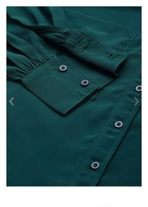 Elegant Green Sheer Blouse with Balloon Sleeves