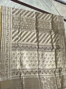 Elegant Brocade golden silk Saree